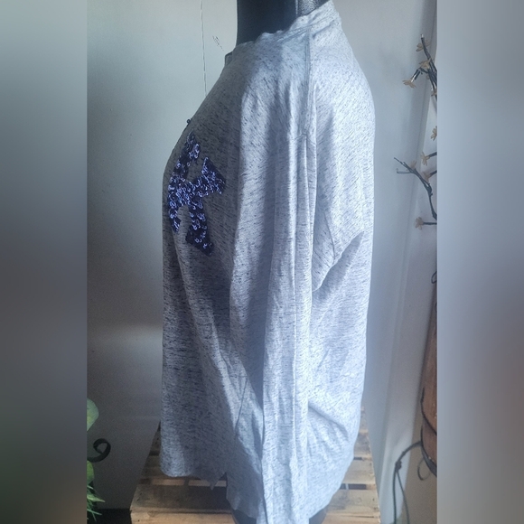 Pink Victoria's Secret Grey Long Sleeve Top with Blue Sequins Front M - Picture 5 of 7